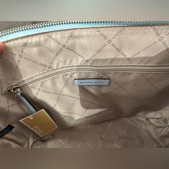 NWT Michael Kors Charlotte Large Zip Shoulder Tote Saffiano Leather Vista Blue - Picture 8 of 11